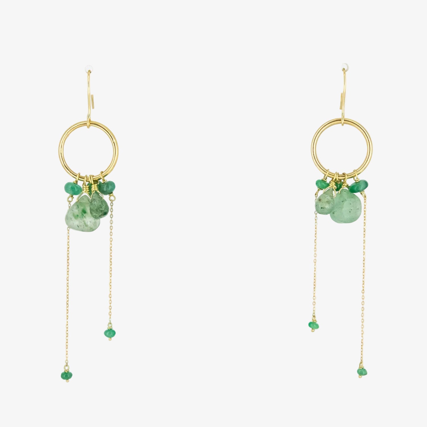 Pendientes de oro 18 kt. con esmeraldas y peridotos