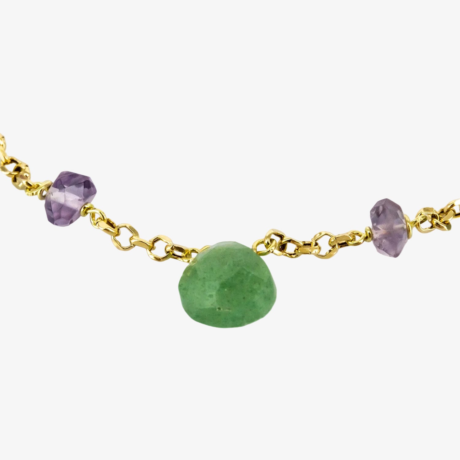 Pulsera de oro de 18 kt. con amatistas y peridotos