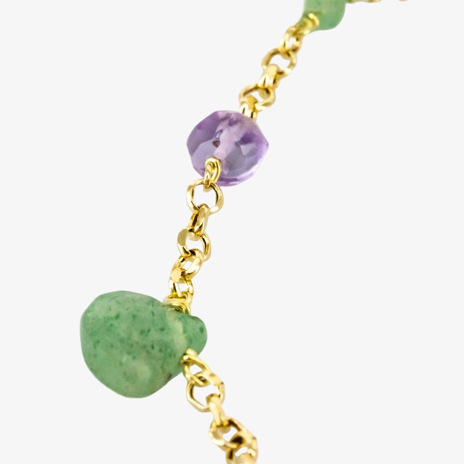Pulsera de oro de 18 kt. con amatistas y peridotos