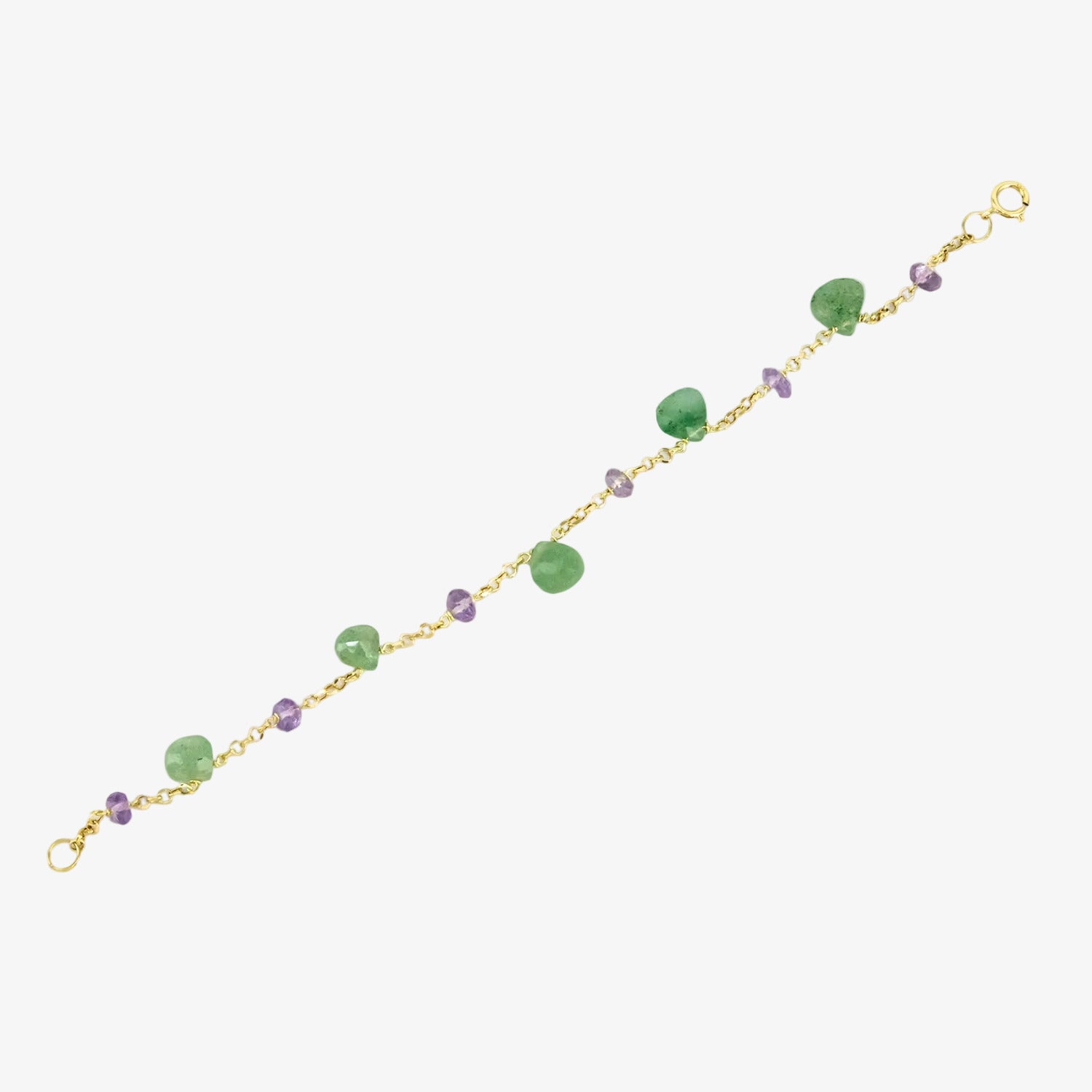 Pulsera de oro de 18 kt. con amatistas y peridotos