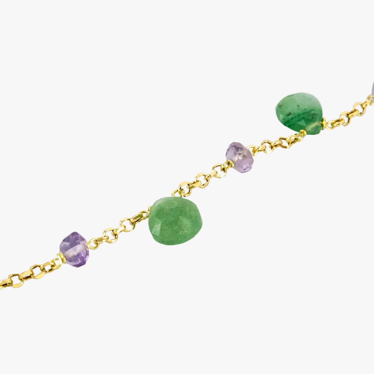 Pulsera de oro de 18 kt. con amatistas y peridotos