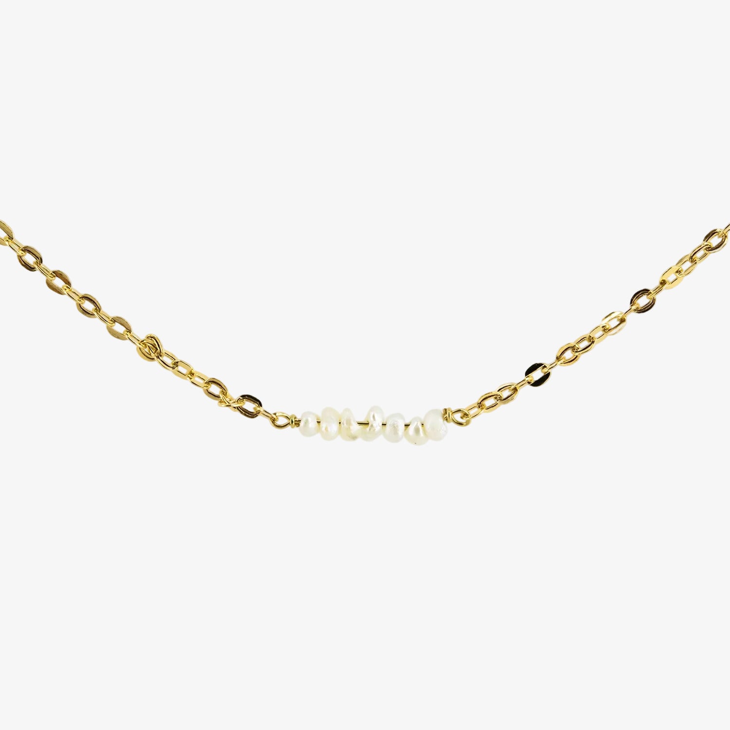 Gargantilla de oro amarillo de 18 kt. con perlas tipo aljófar