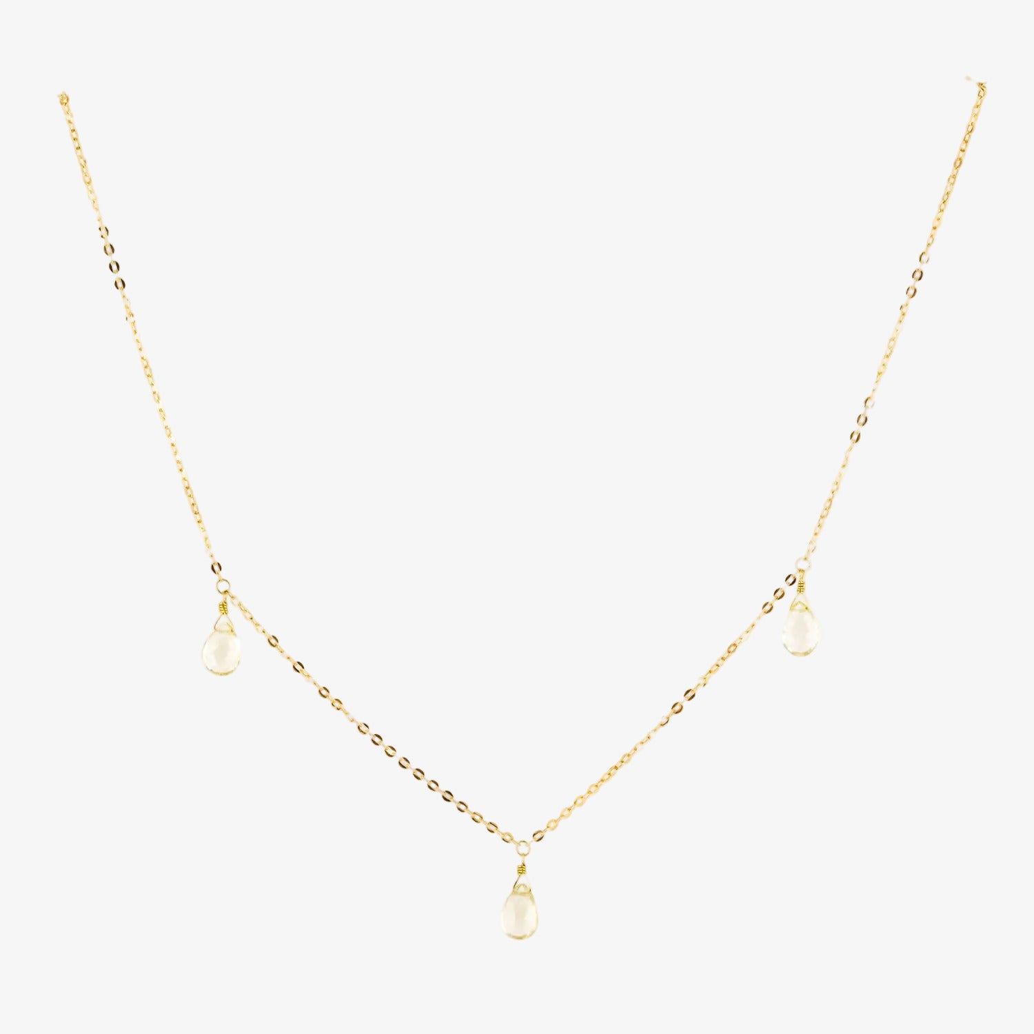 Gargantilla de oro 18 kt. con tres cuarzos citrinos