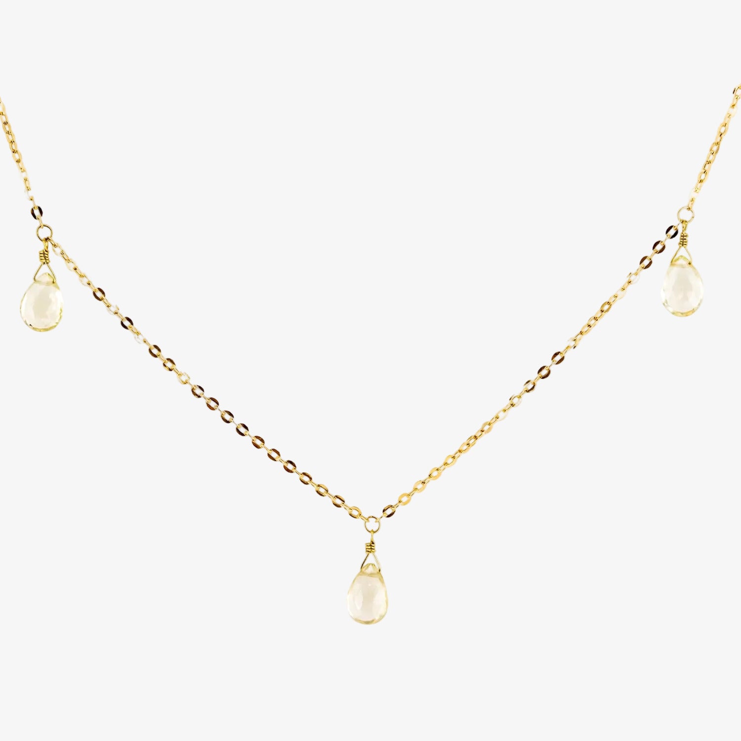 Gargantilla de oro 18 kt. con tres cuarzos citrinos