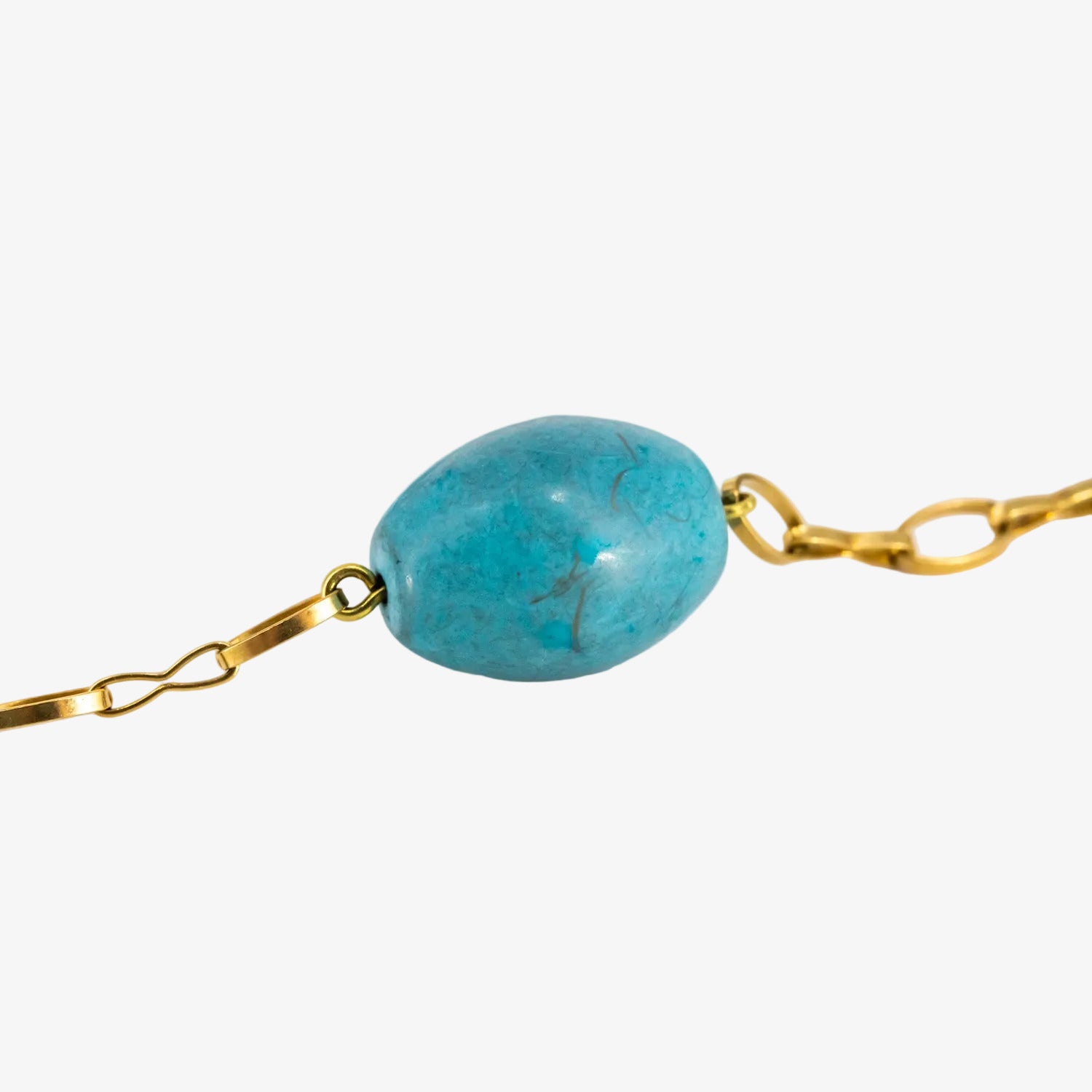 18 kt. gold choker with oval turquoises and Australian pearls