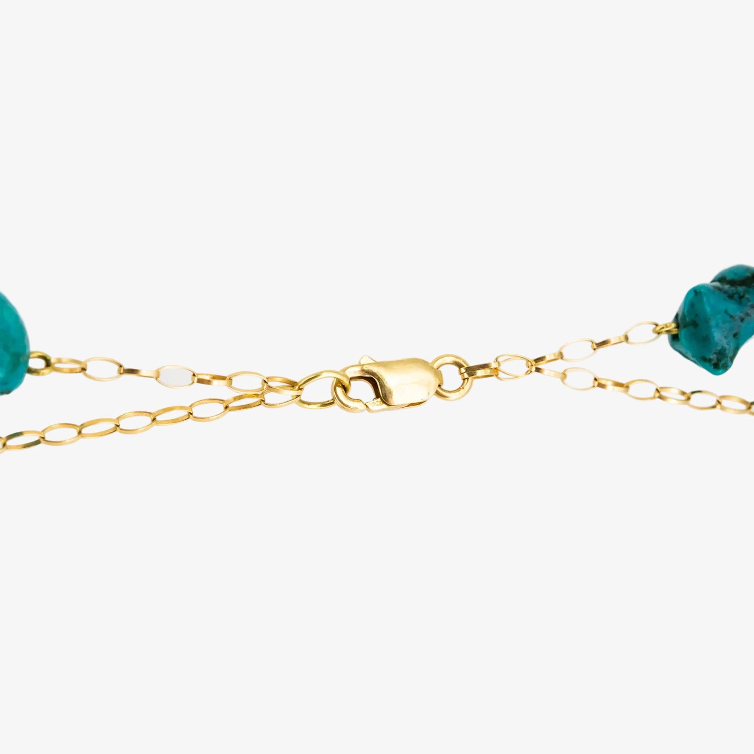 Gargantilla de oro de 18 kt. con turquesas naturales y perlas de botón
