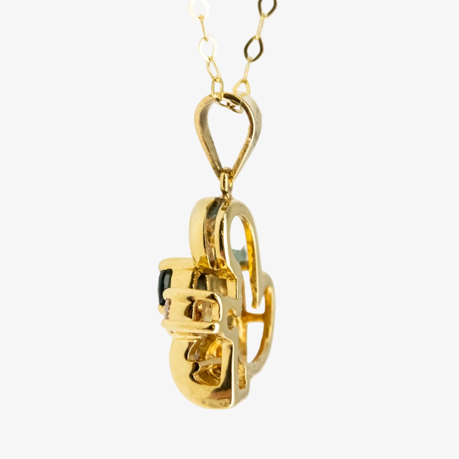 Colgante de oro 18 kt. con diamantes y zafiro
