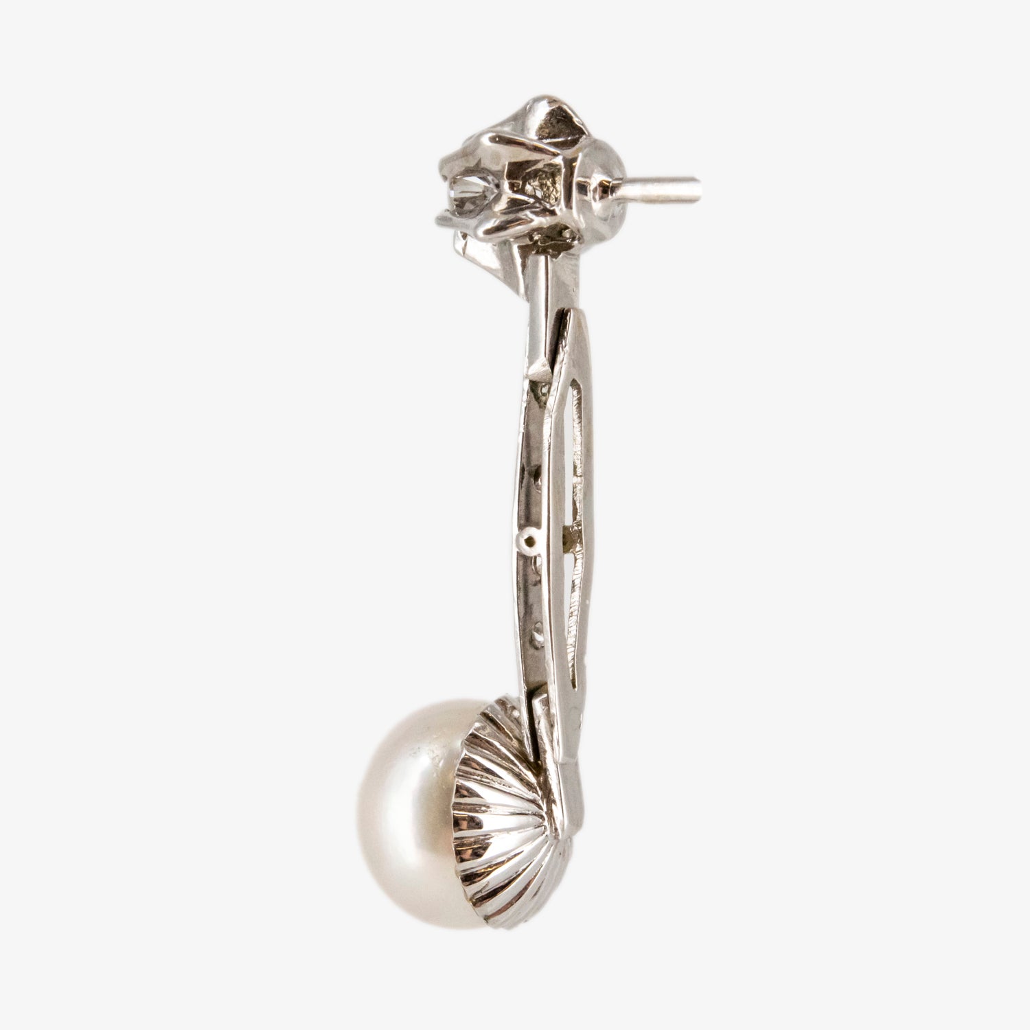 Pendientes de oro blanco 18 kt. con diamantes y perlas akoya