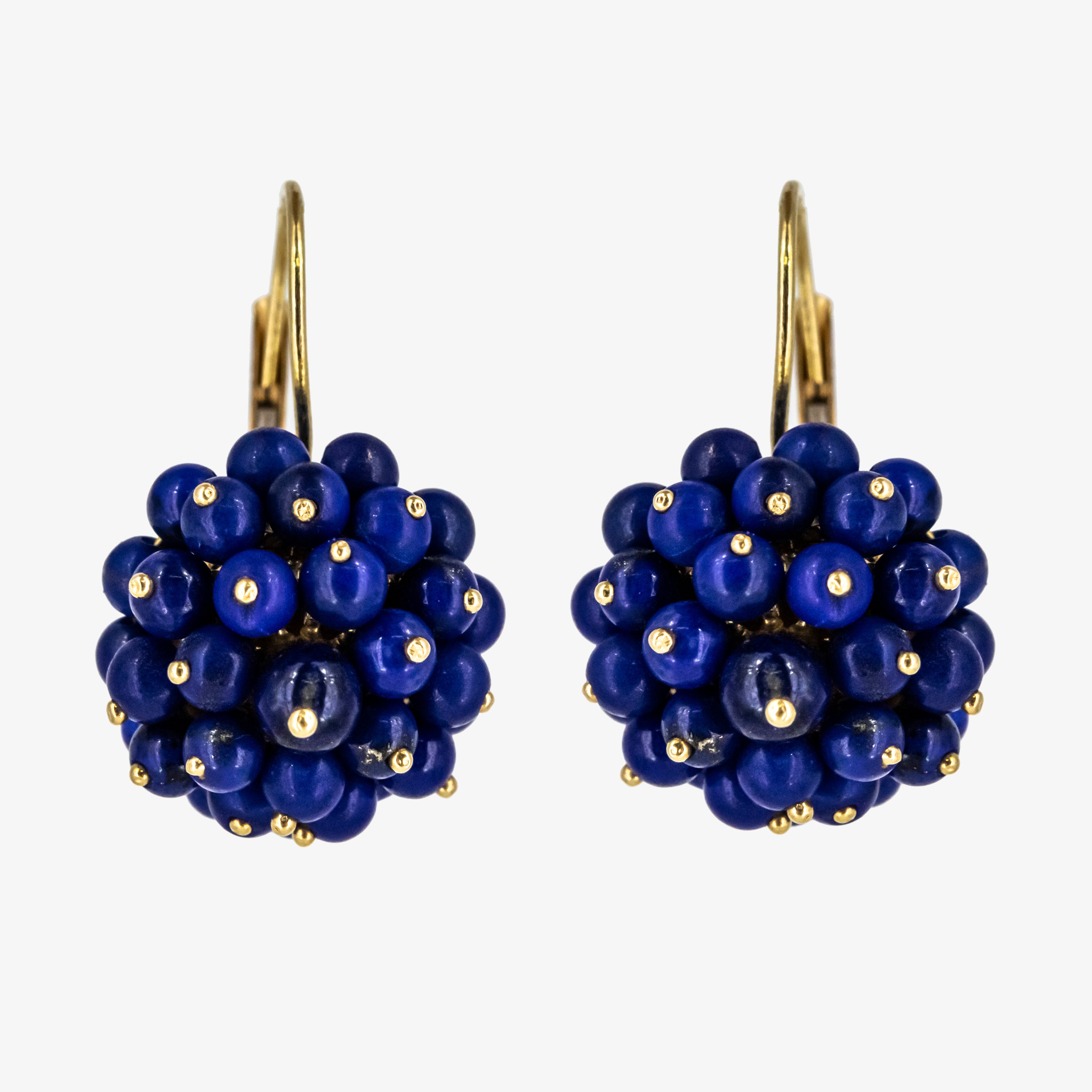 Pendientes de oro 18 kt. con racimo de zafiros