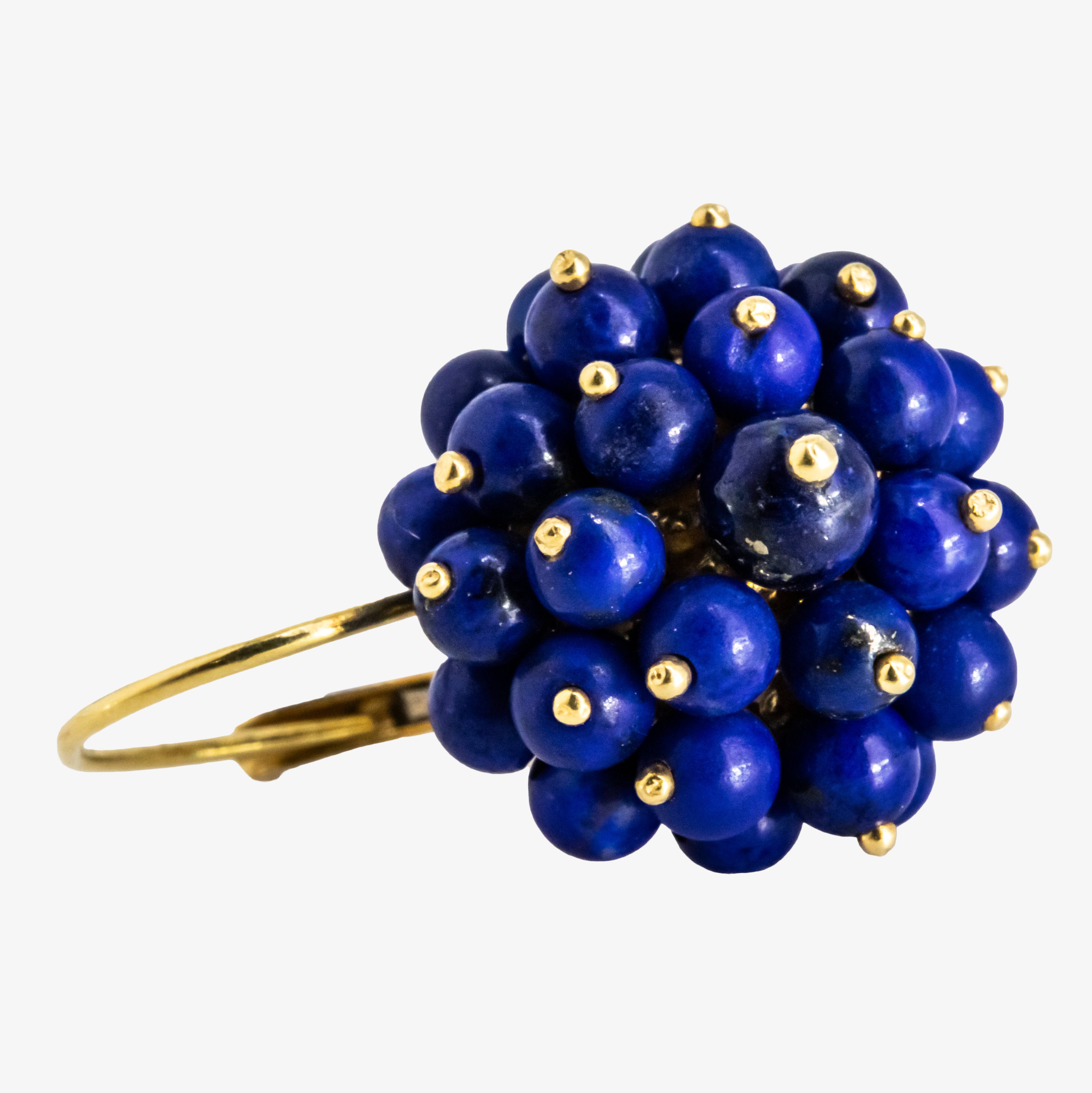 Pendientes de oro 18 kt. con racimo de zafiros