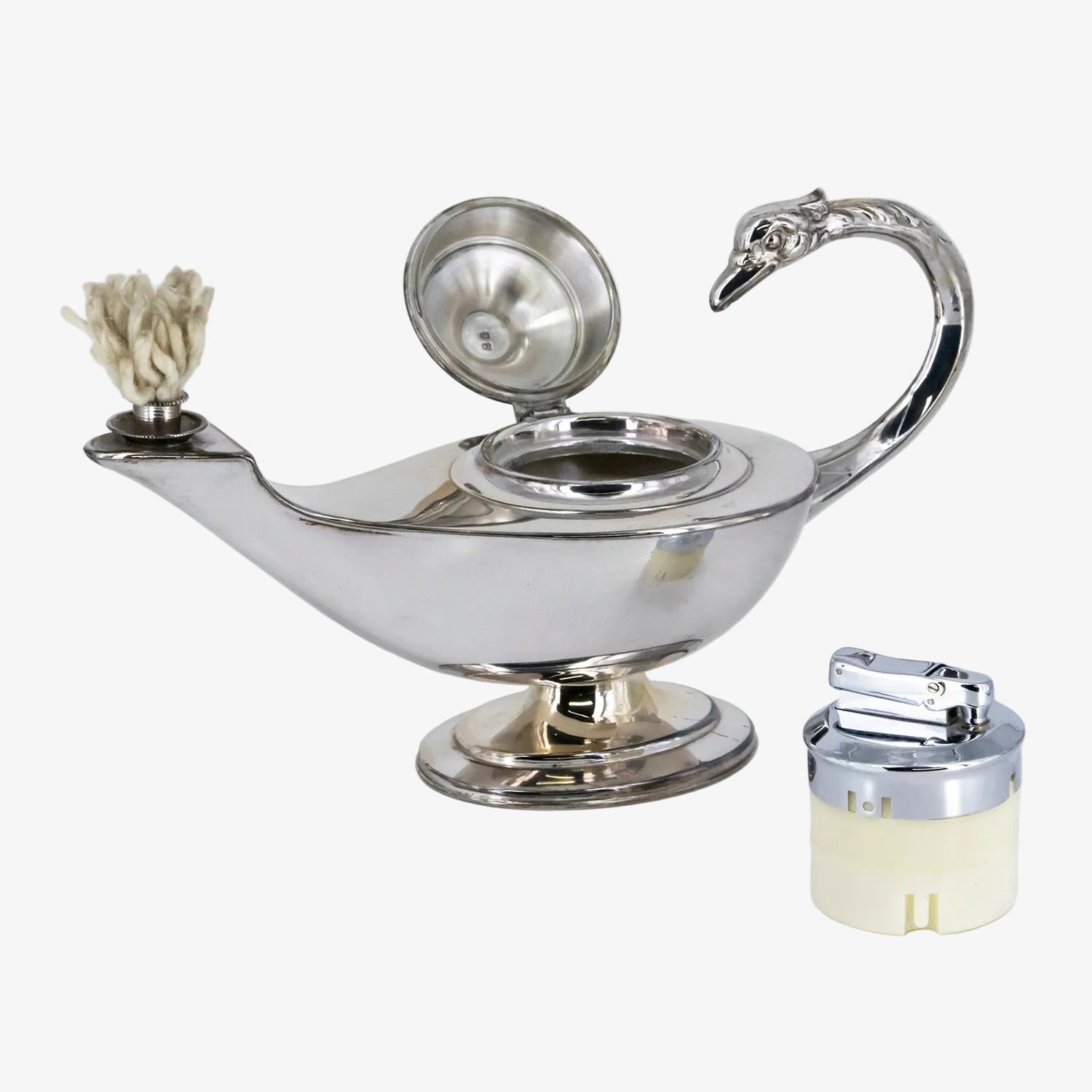 Lámpara de aceite realizada en plata de ley, vintage