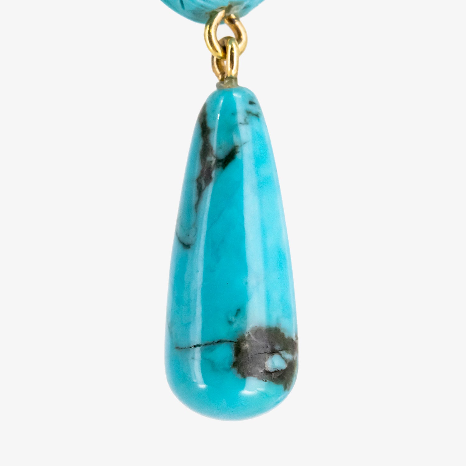 Pendientes de oro 18 kt. con turquesas talladas