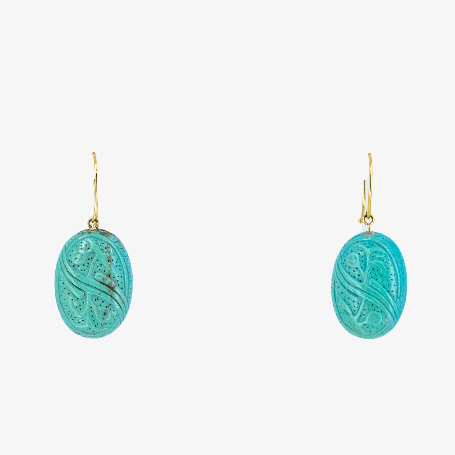 Pendientes vintage de oro 18 kt. con turquesas talladas