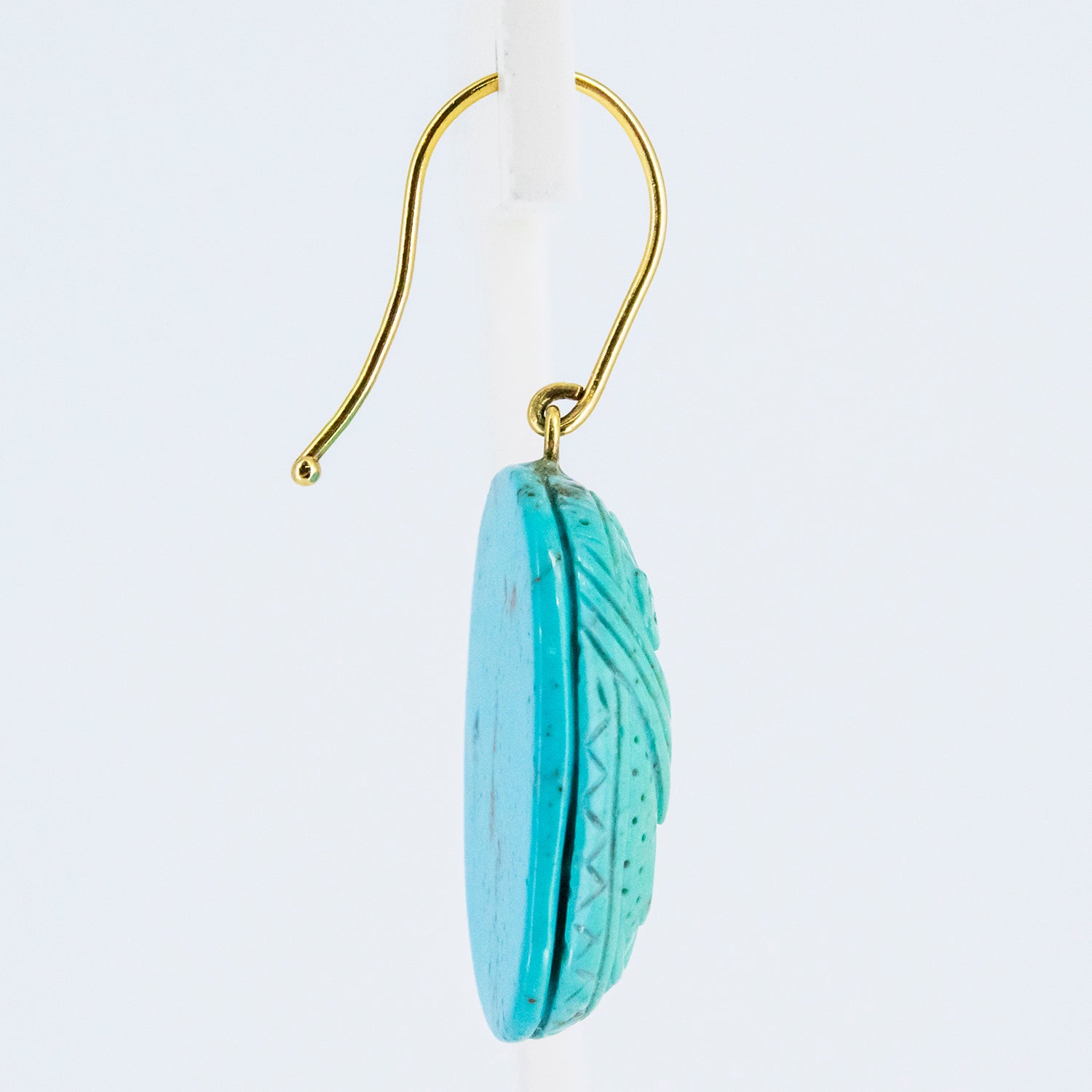 Pendientes vintage de oro 18 kt. con turquesas talladas
