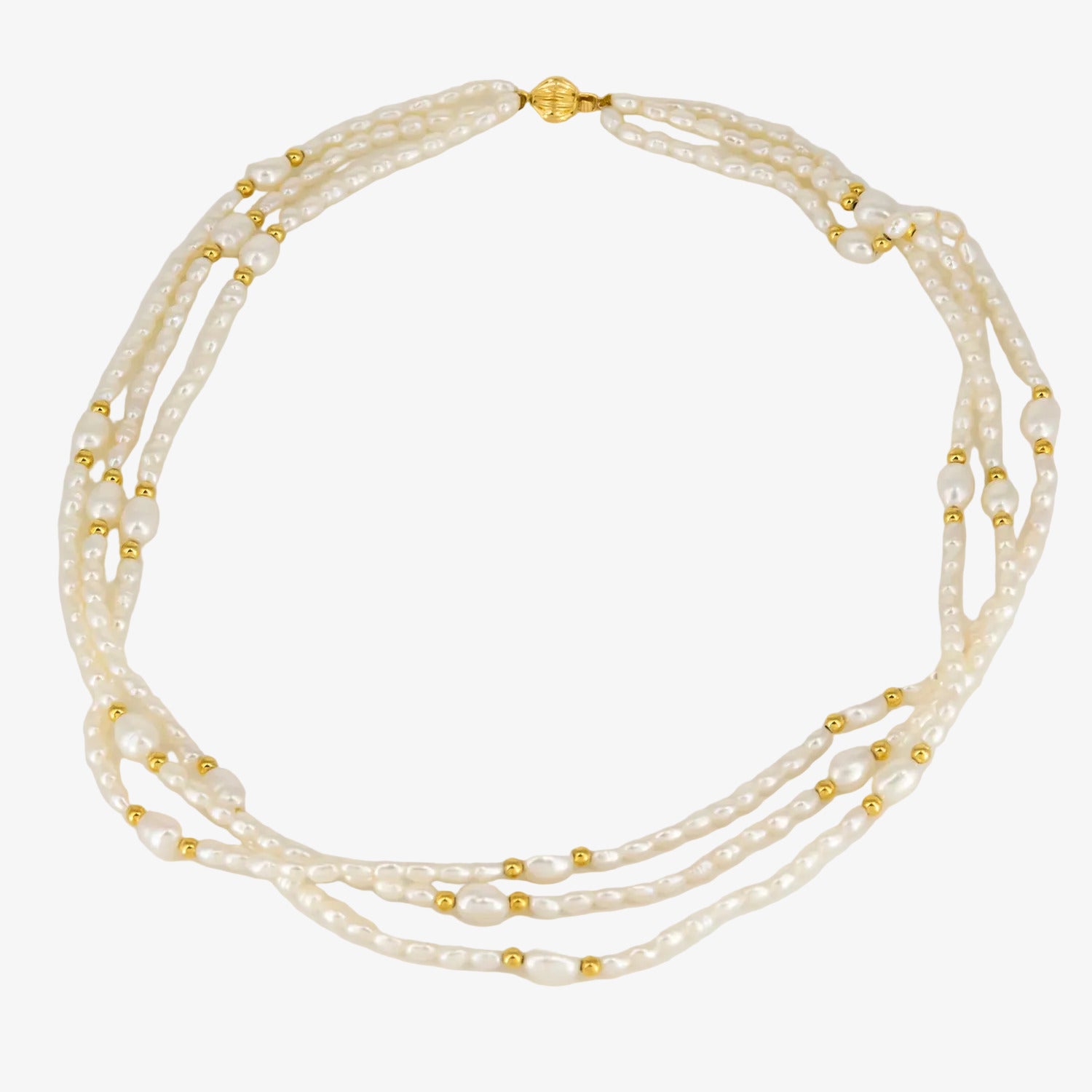 Gargantilla de perlas akoya con broche de oro de 18 kt.