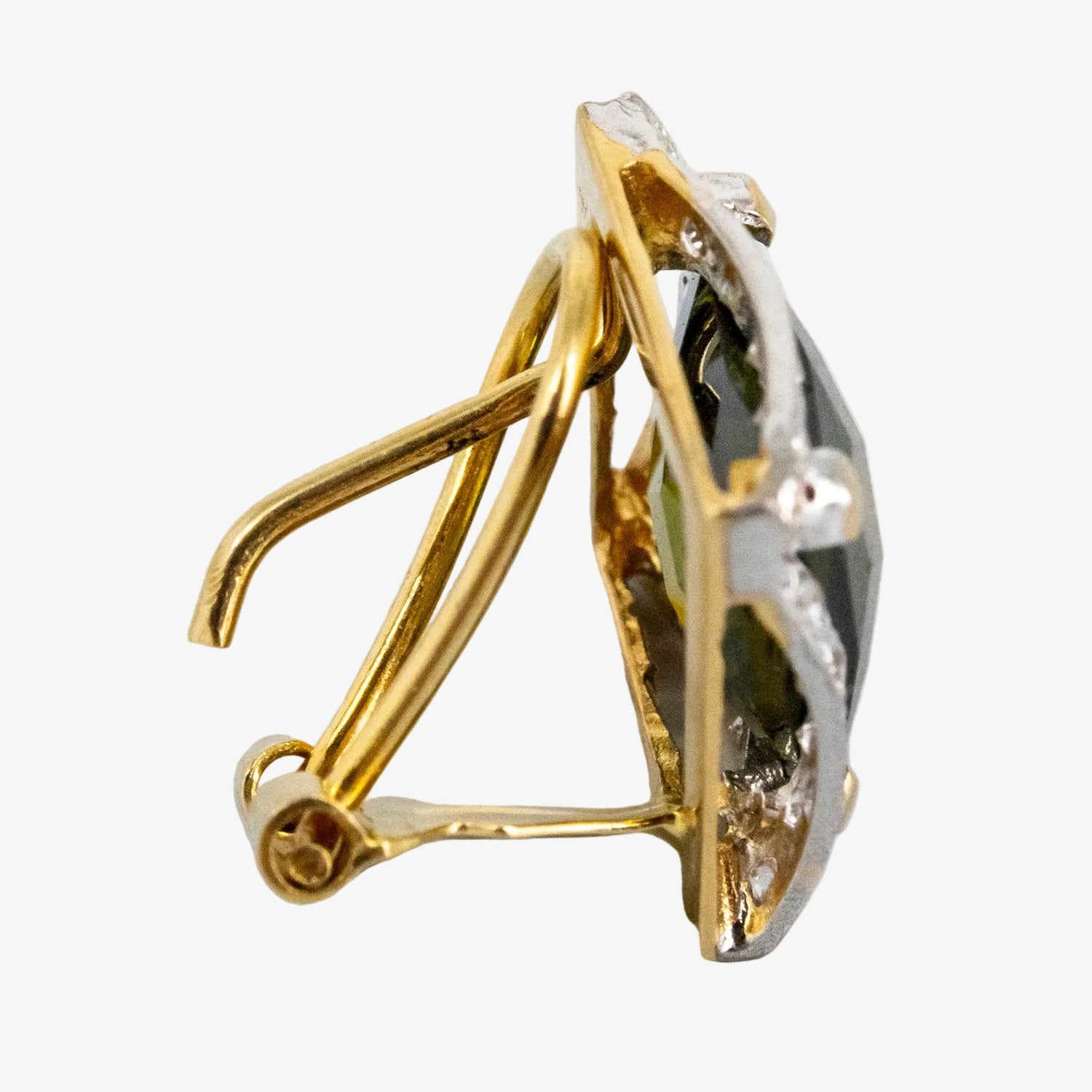 Pendientes de oro 18 kt. con cuarzo verde y diamantes