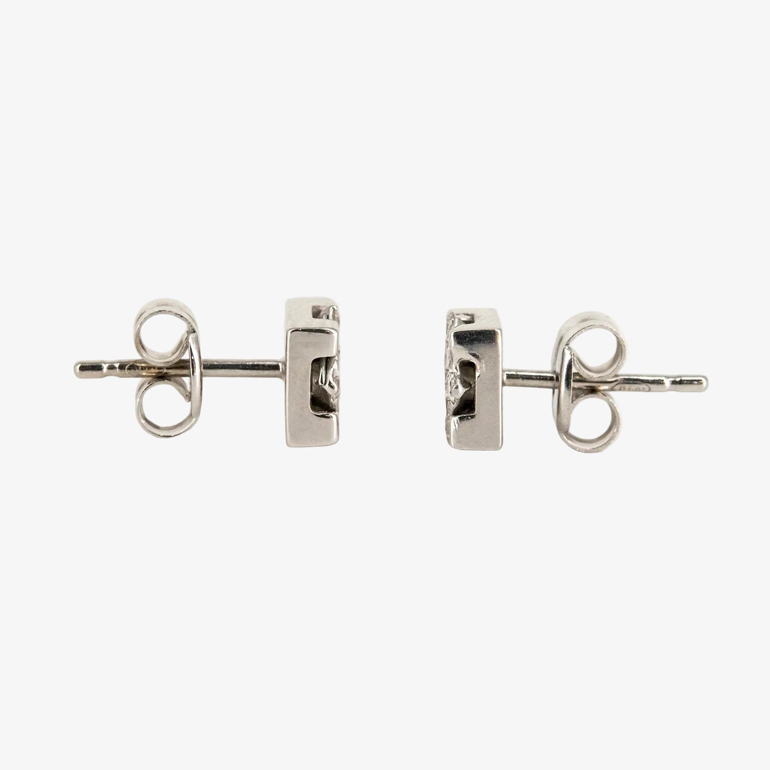 Pendientes de oro blanco 18 kt. con diamantes en "pressure setting"