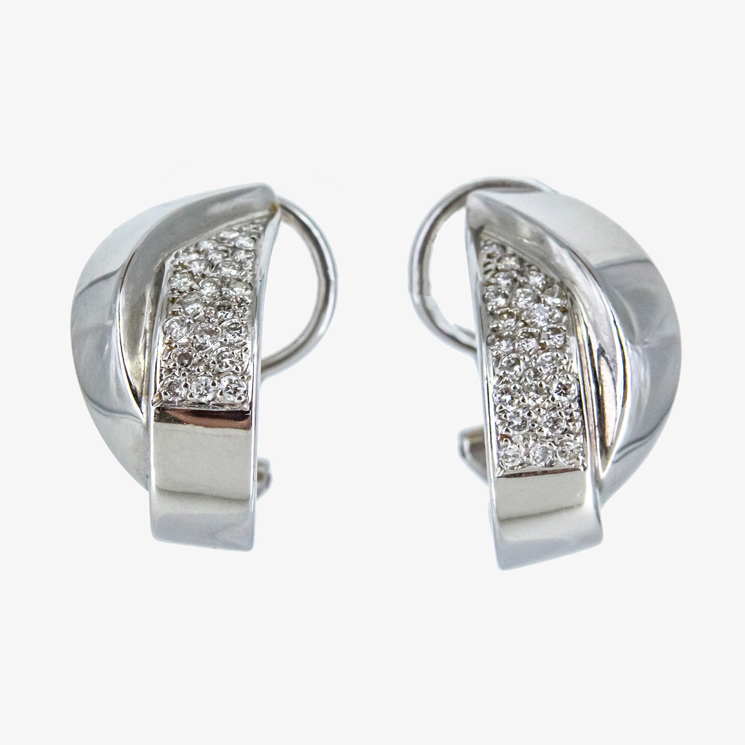 Pendientes de oro blanco 18 kt. con diamantes talla brillante