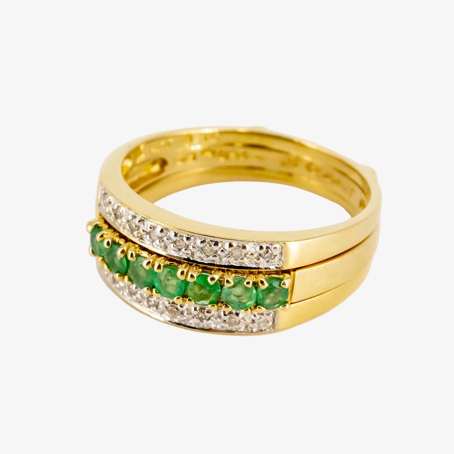 Sortijas combinables de oro 18 kt. con diamantes, rubíes, zafiros y esmeraldas