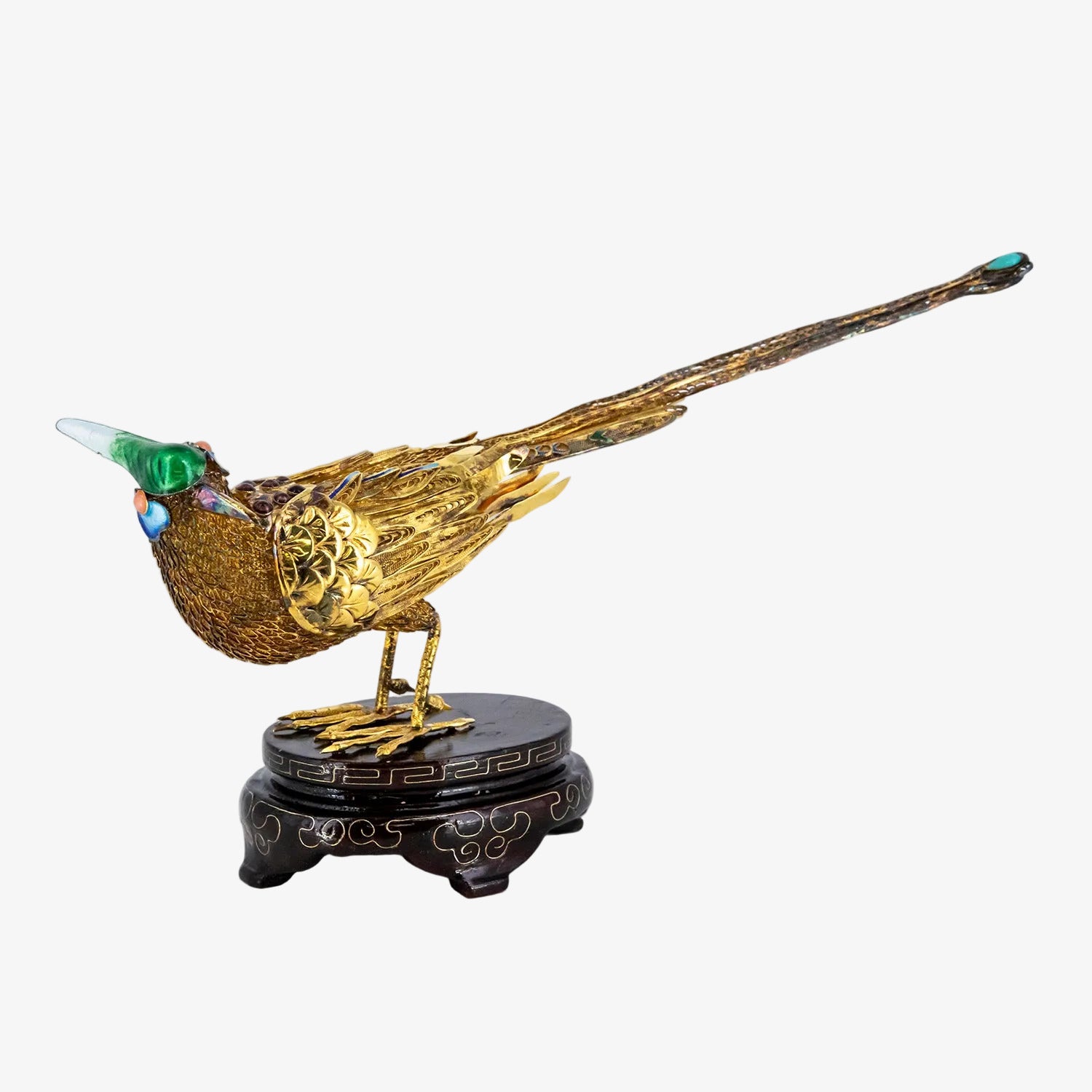 Figura decorativa con representación oriental de un ave fénix