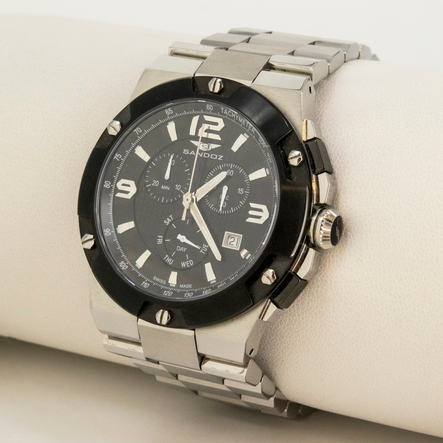Reloj de pulsera Sandoz para caballero en acero inoxidable con cristal de zafiro