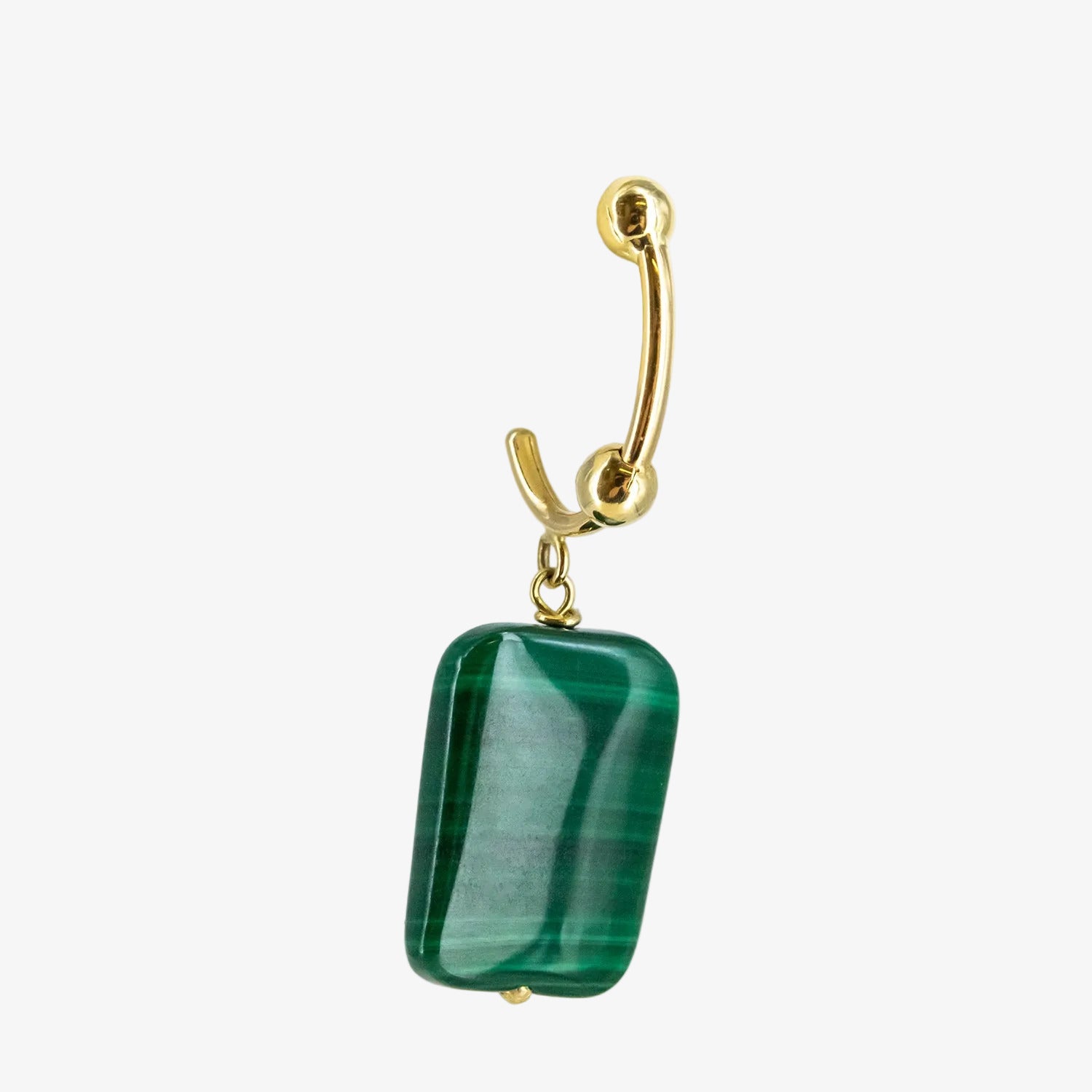 Conjunto de gargantilla y pendientes de oro amarillo de 18 kt. con malaquita
