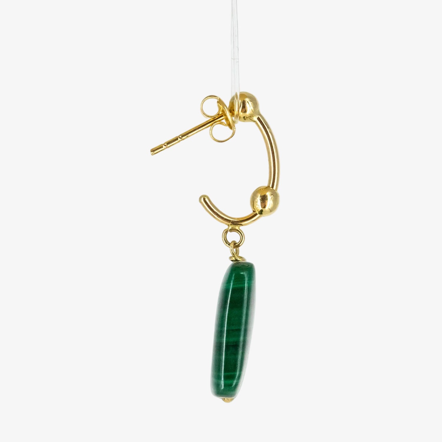Conjunto de gargantilla y pendientes de oro amarillo de 18 kt. con malaquita