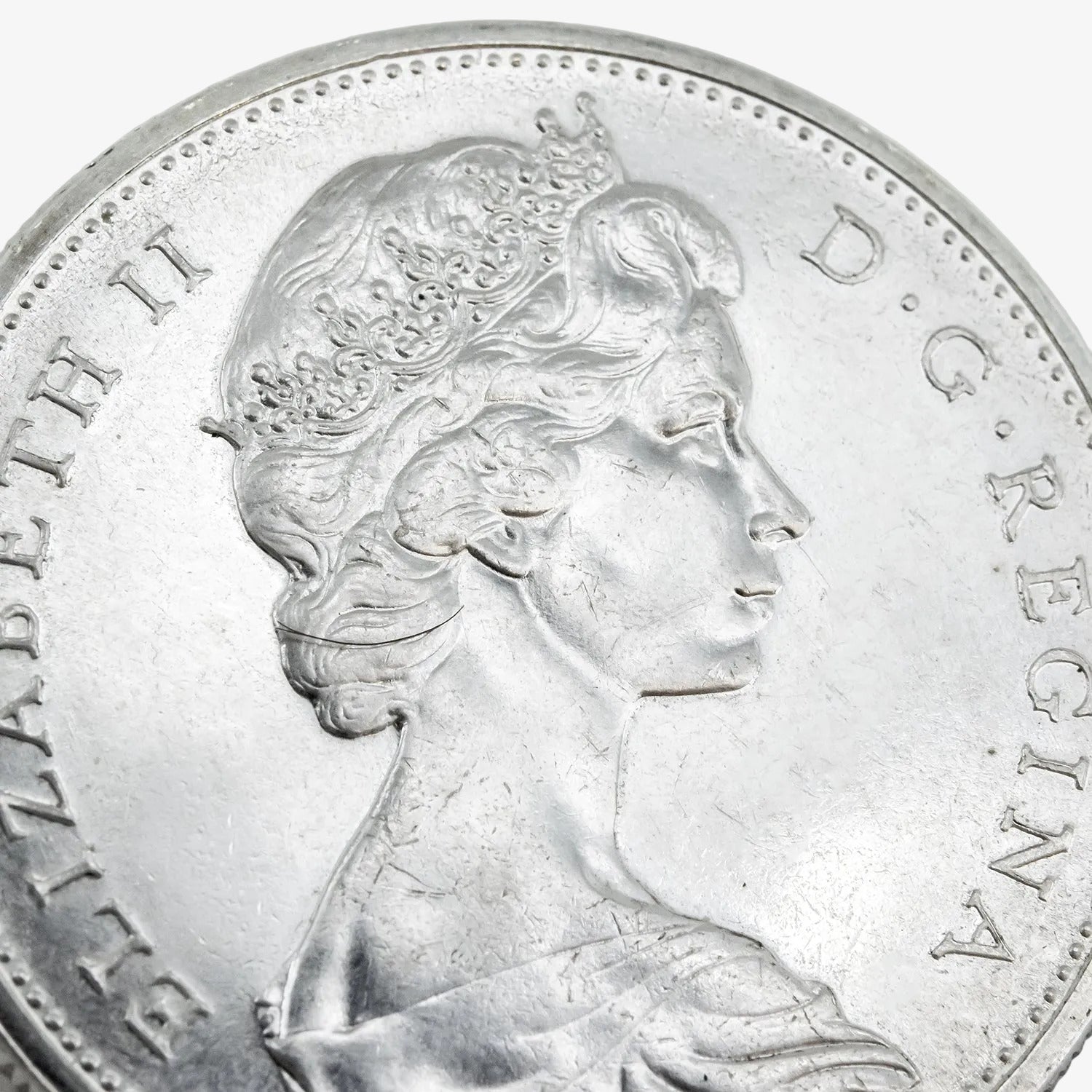 Moneda de un dólar canadiense de plata, año 1965