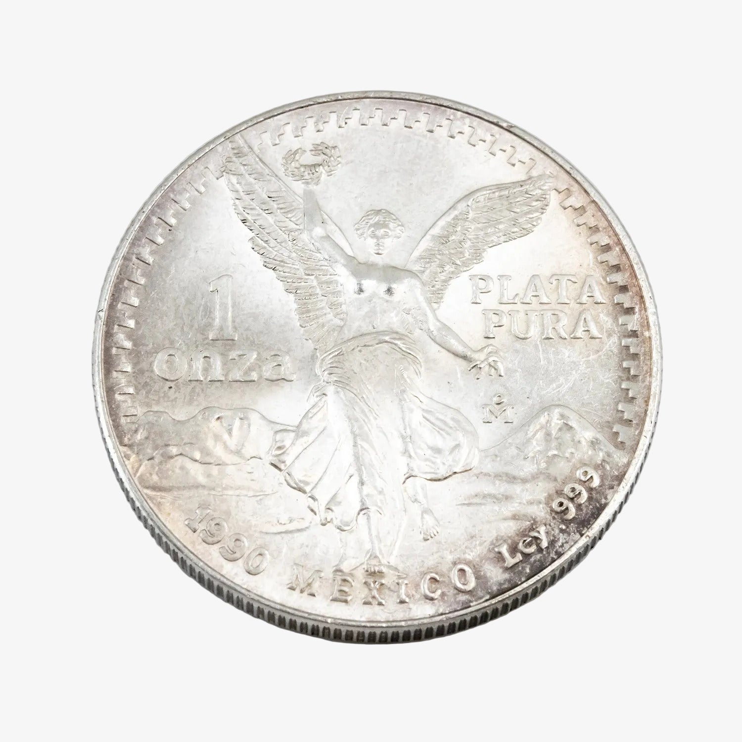 Moneda de una onza de plata pura de México, año 1990