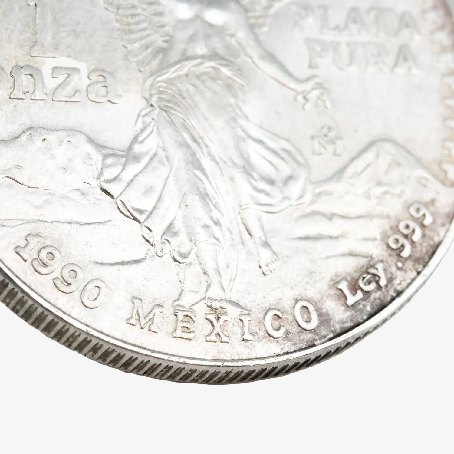 Moneda de una onza de plata pura de México, año 1990