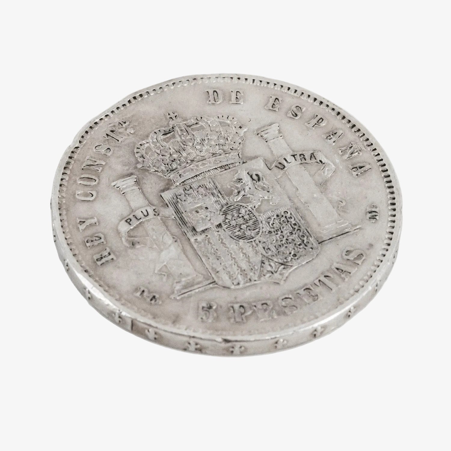 Moneda de plata de cinco pesetas de Alfonso XIII, año 1892