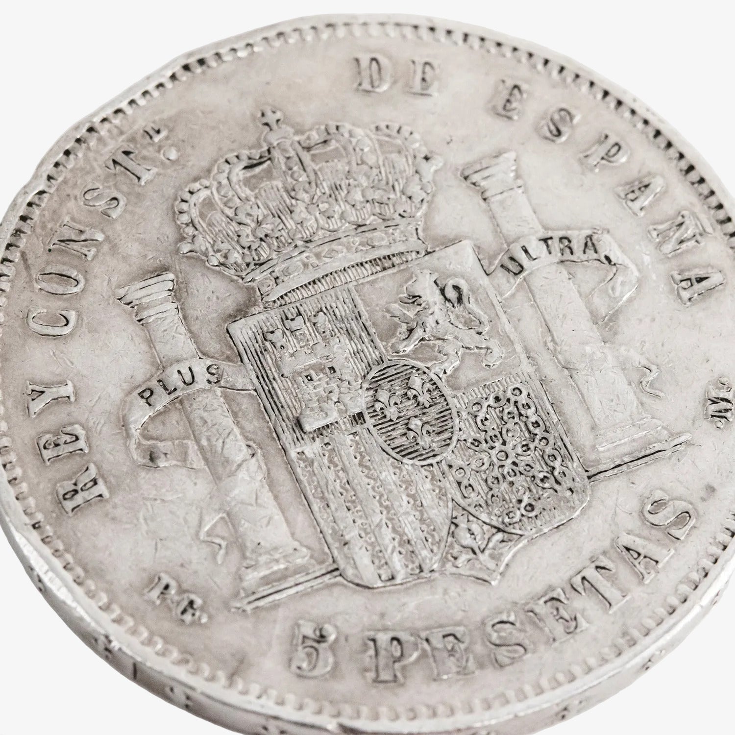 Moneda de plata de cinco pesetas de Alfonso XIII, año 1892