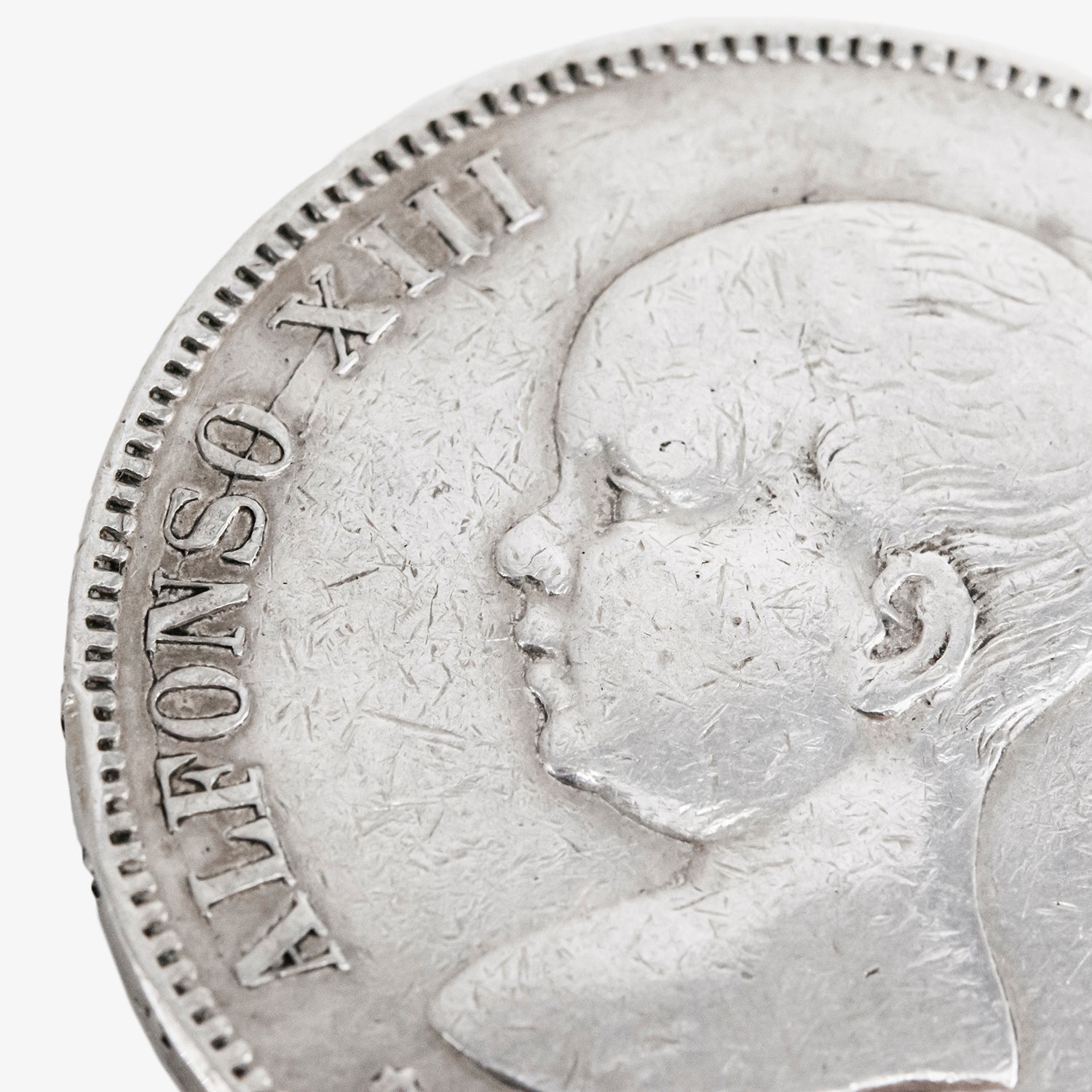 Moneda de plata de cinco pesetas de Alfonso XIII, año 1892