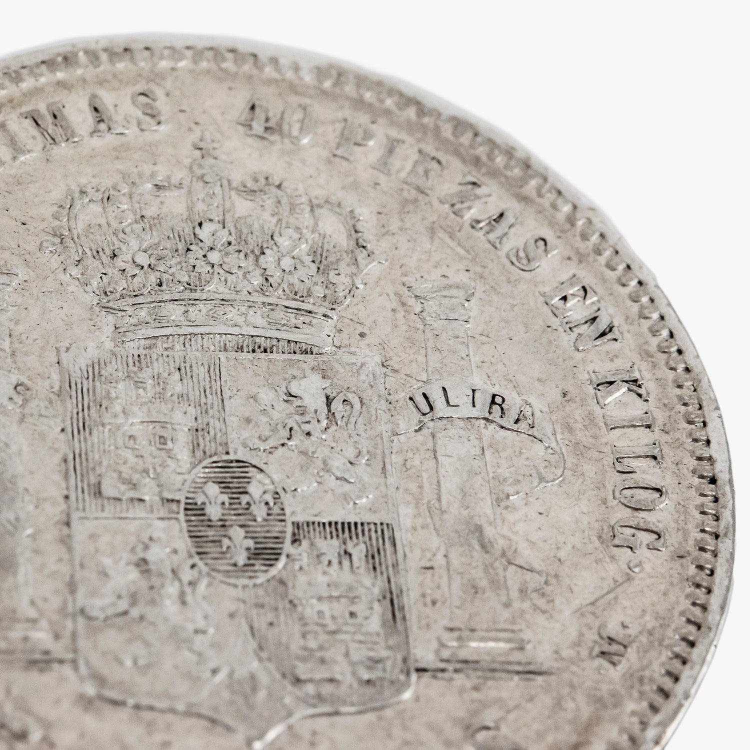 Moneda de plata de cinco pesetas de Alfonso XII, año 1876