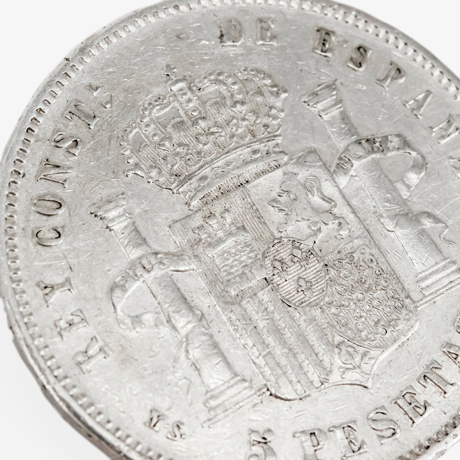 Moneda de plata de cinco pesetas de Alfonso XII, año 1883