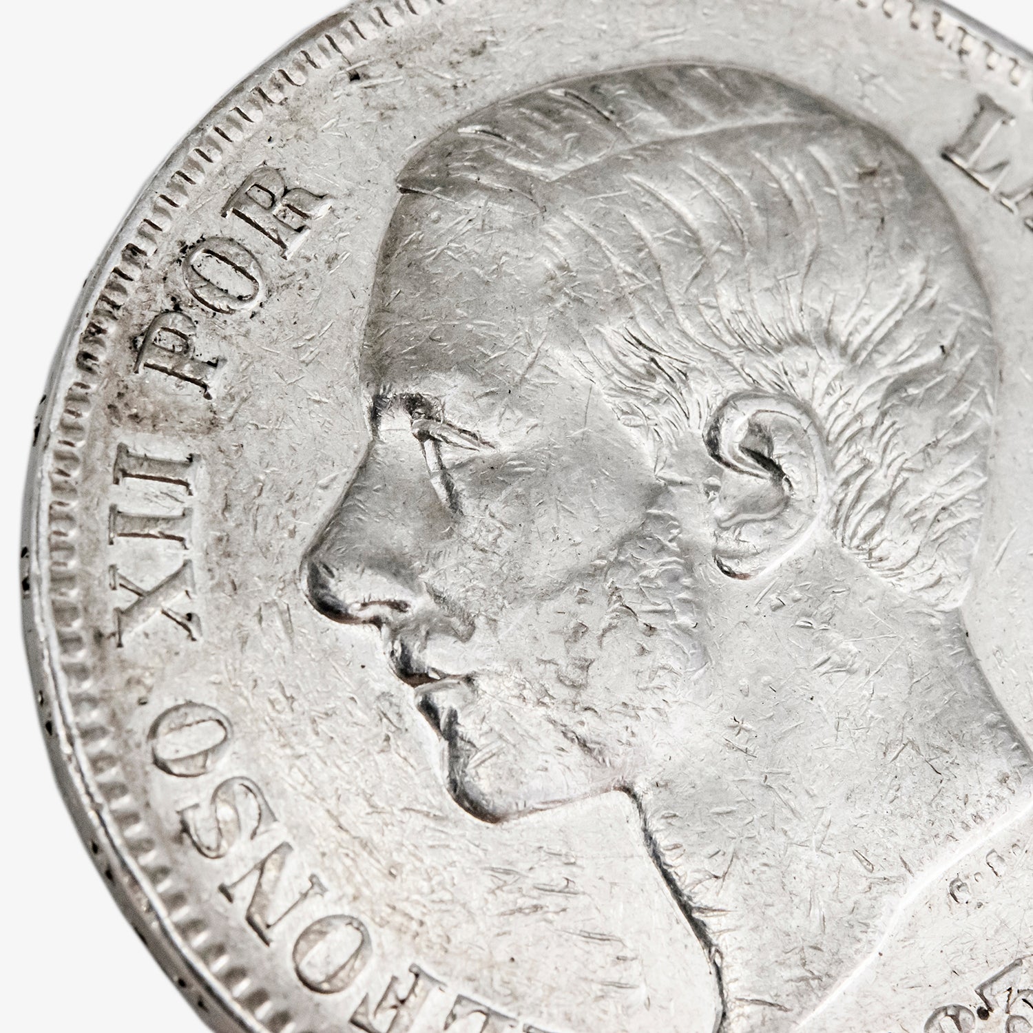 Moneda de plata de cinco pesetas de Alfonso XII, año 1883
