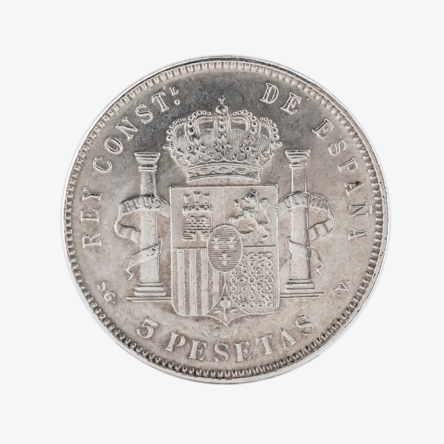 Moneda de plata de cinco pesetas de Alfonso XIII, año 1899