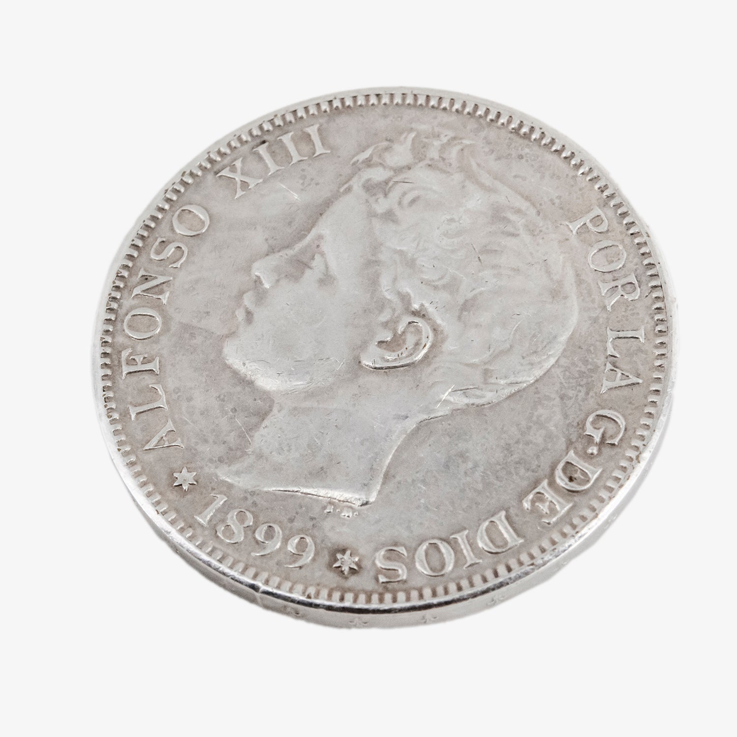 Moneda de plata de cinco pesetas de Alfonso XIII, año 1899