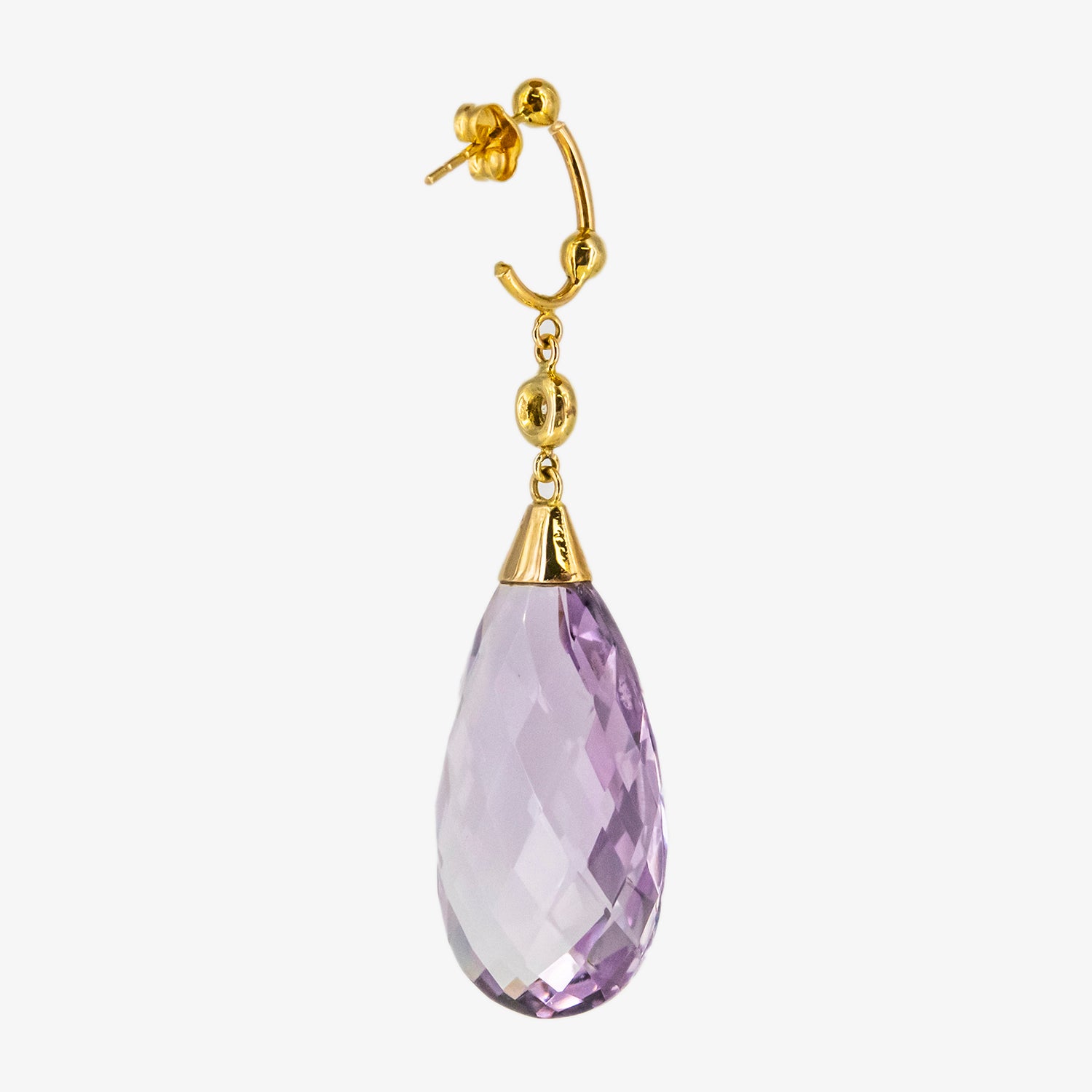Pendientes de oro de 18 kt. con amatistas talladas y diamantes