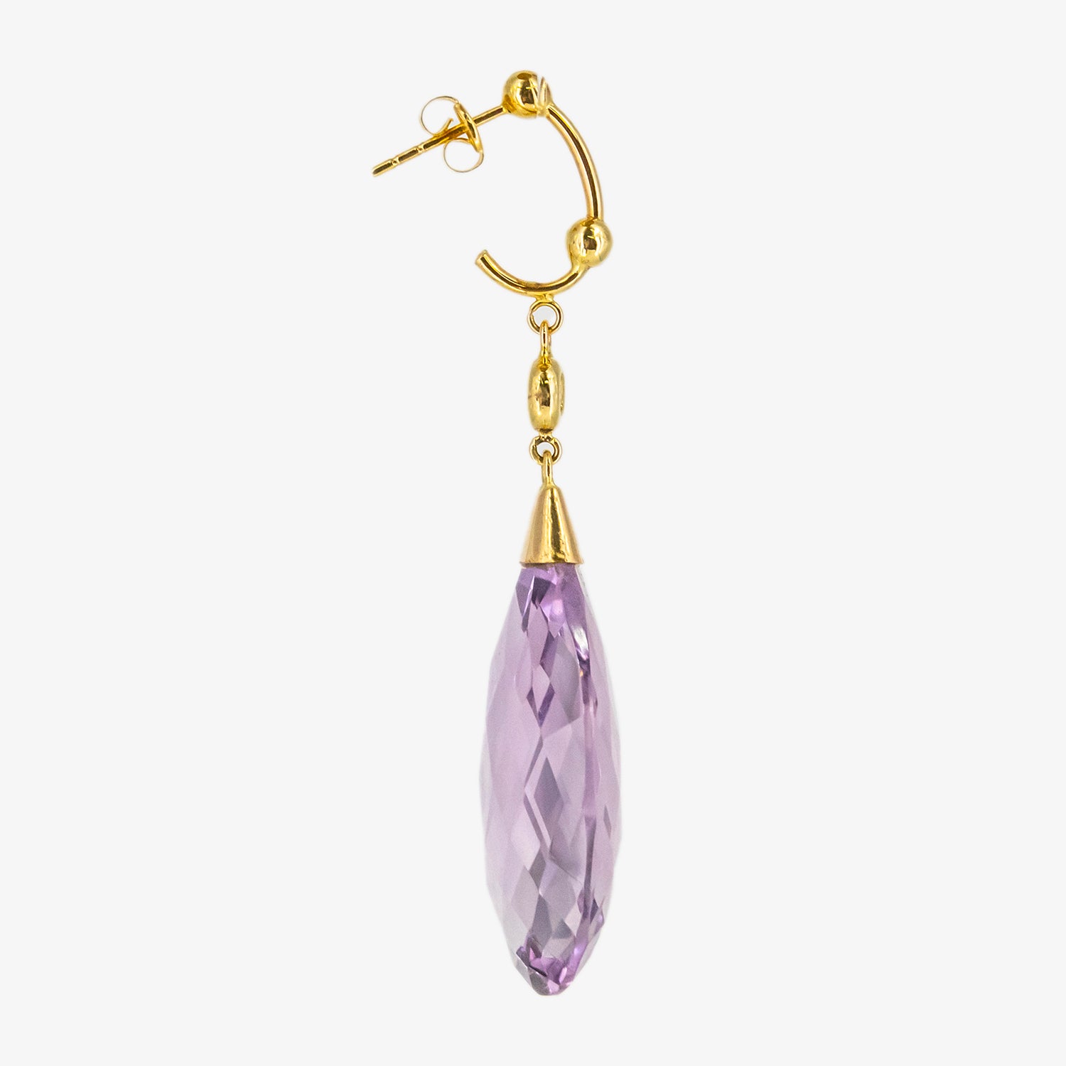 Pendientes de oro de 18 kt. con amatistas talladas y diamantes