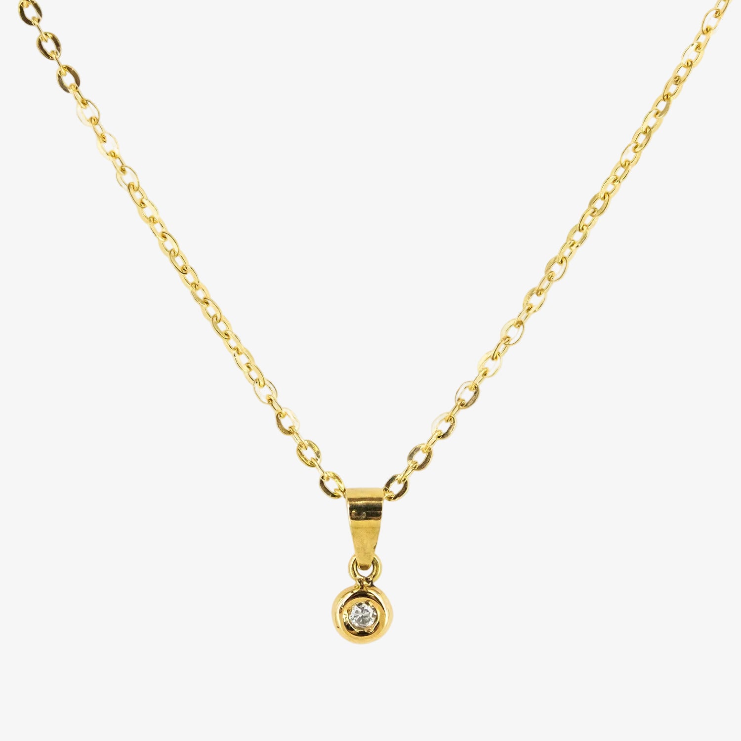 Gargantilla de oro 18 kt. con un diamante montado en chatón