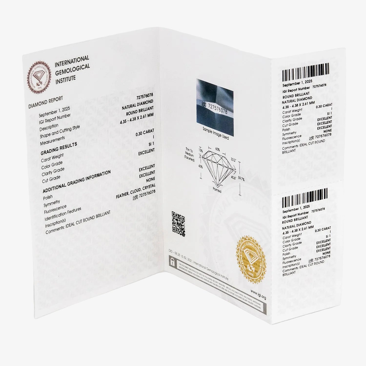 Sortija de oro blanco de 14 kt. con diamante certificado de 0.30 ct.