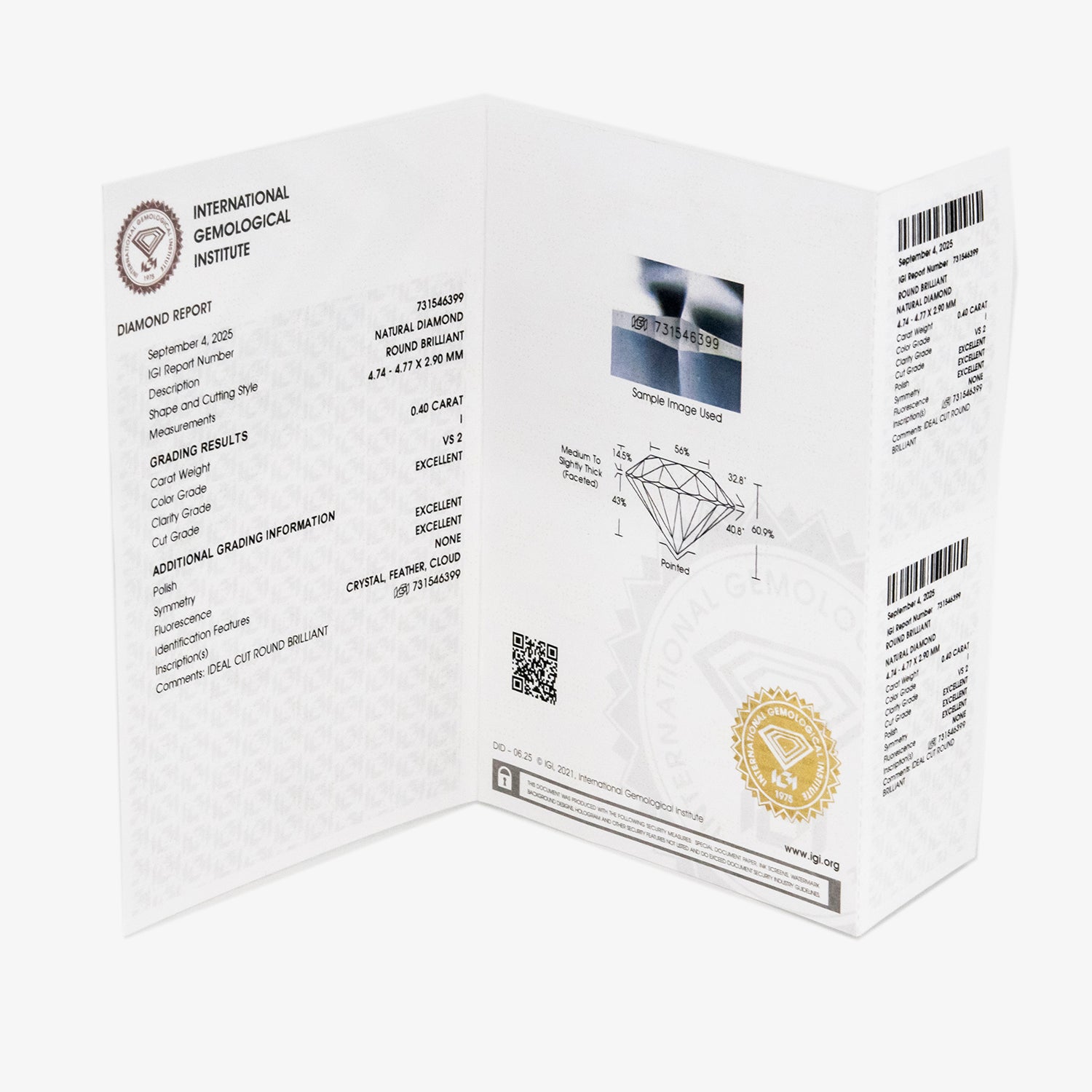 Sortija de oro blanco de 14 kt. con diamante certificado de 0.40 ct.