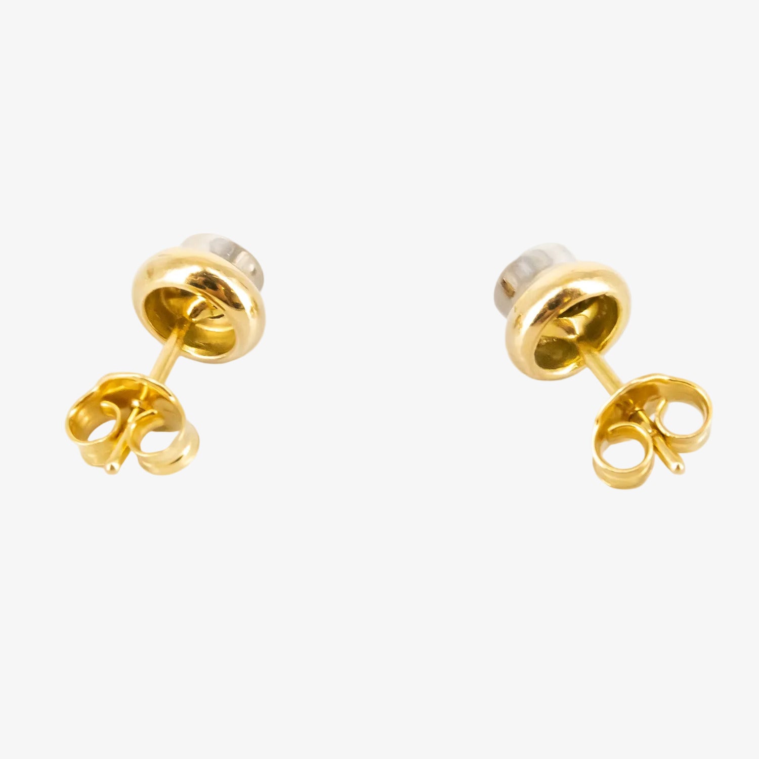 Pendientes de oro bicolor 18 kt. con diamantes talla brillante