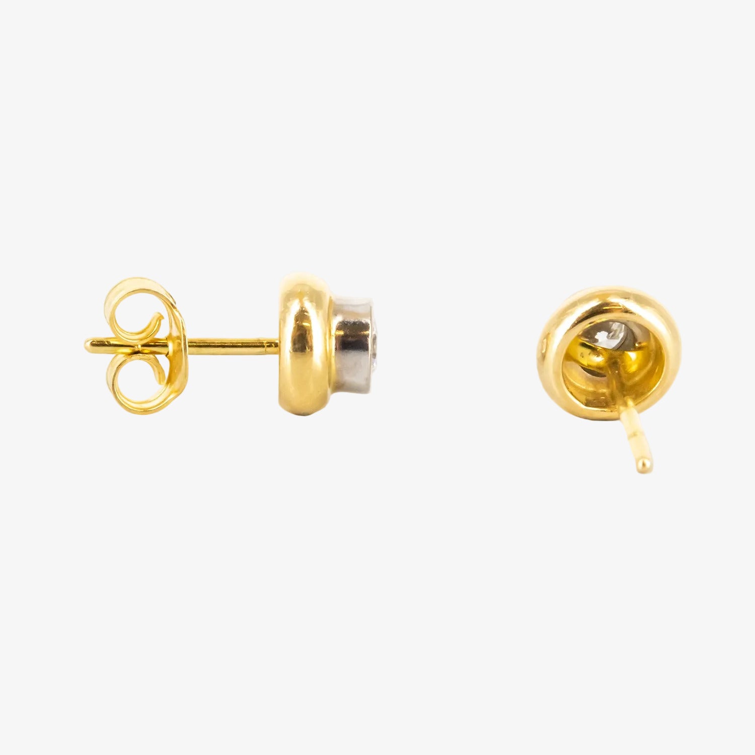 Pendientes de oro bicolor 18 kt. con diamantes talla brillante