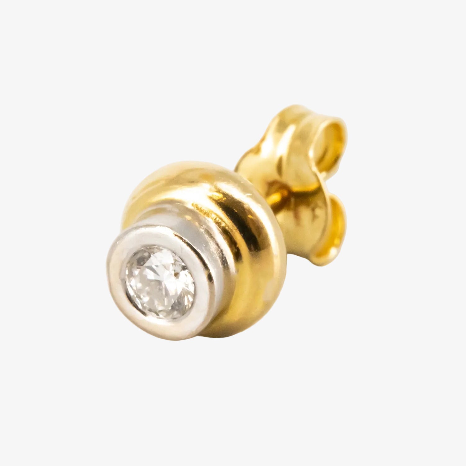 Pendientes de oro bicolor 18 kt. con diamantes talla brillante