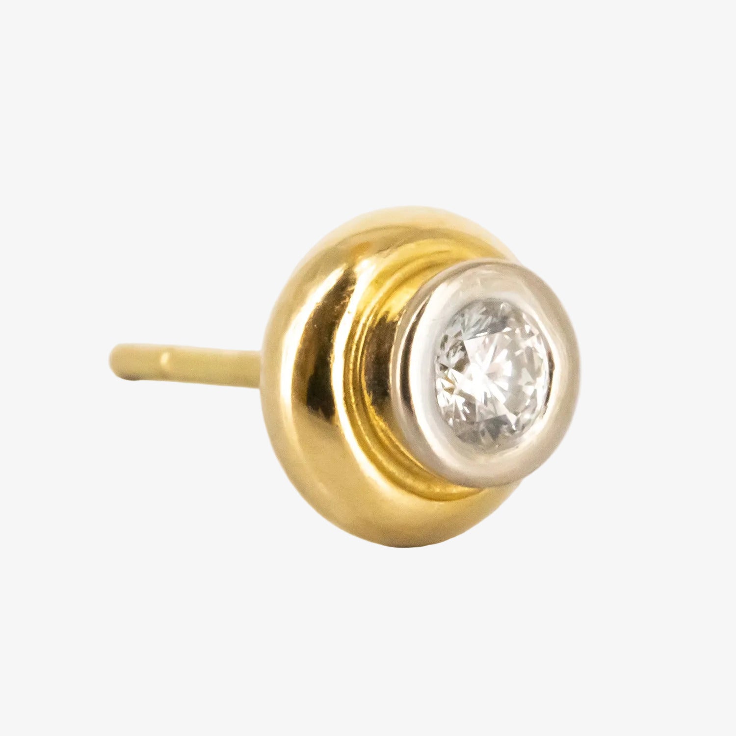 Pendientes de oro bicolor 18 kt. con diamantes talla brillante