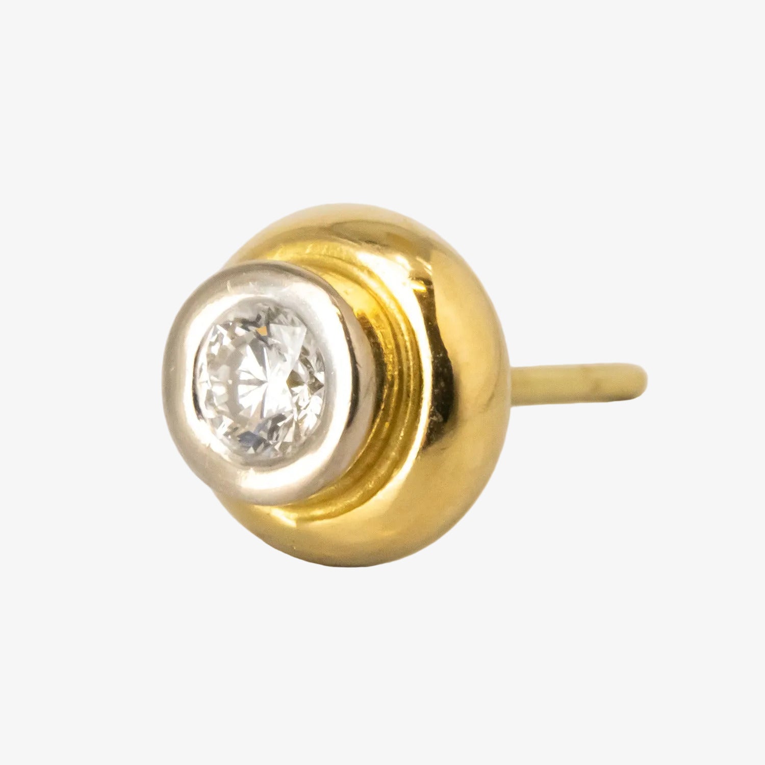 Pendientes de oro bicolor 18 kt. con diamantes talla brillante
