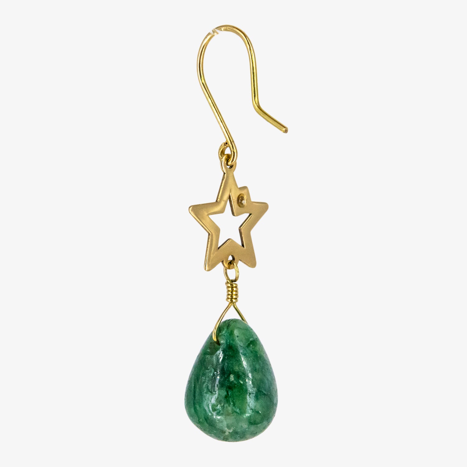 Pendientes de oro 18 kt. con esmeralda natural y diamante