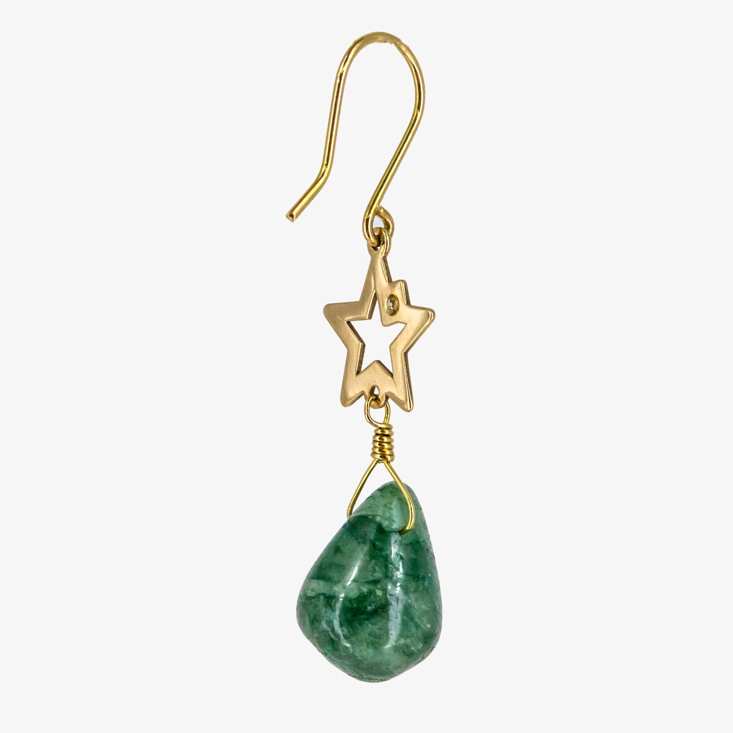 Pendientes de oro 18 kt. con esmeralda natural y diamante